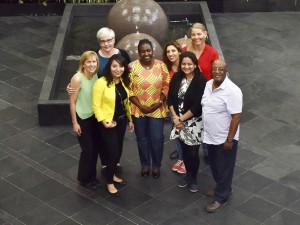 From left to right: Patti Petesch, Diana Lopez, Paula Kantor, Vongai Kandiwa, Dina Najjar, Lone Badstue, Anuprita Shukla and Amare Tegbaru. Photo: Xochiquetzal Fonseca/CIMMYT
